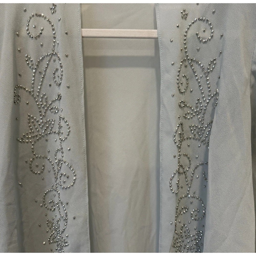 VTG‎ Y2k Formal Dress Mother Of Bride Jacket Set Ruffle Long Sage Green Large 16 - Picture 7 of 9